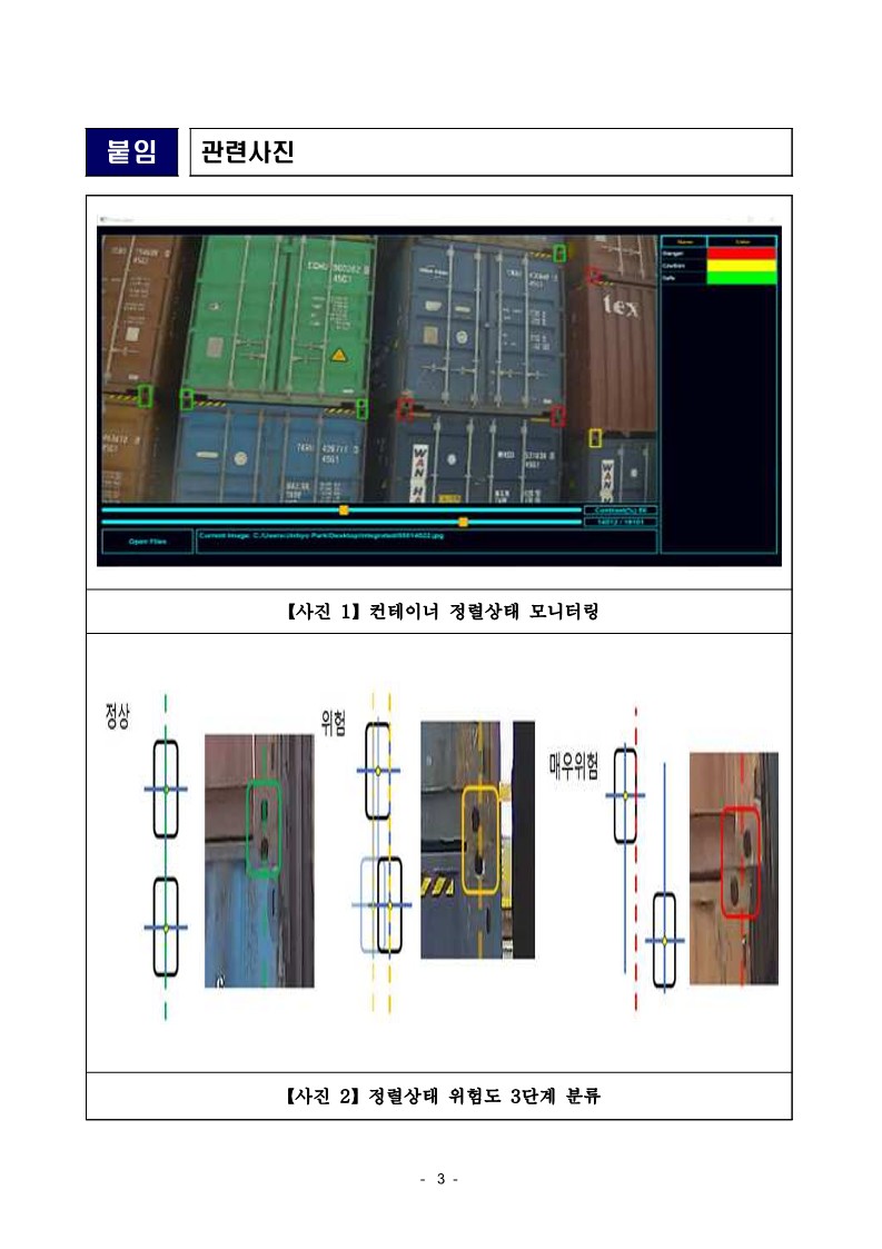 BPA, 컨테이너 정렬상태 모니터링 안전기술 특허 출원