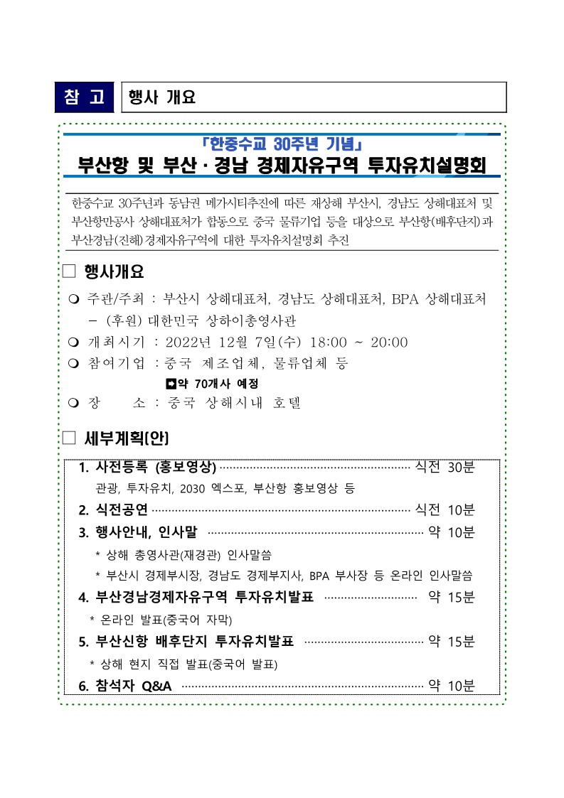 BPA, 중국 화주 70여개 기업 초청 부산항 투자유치설명회 개최