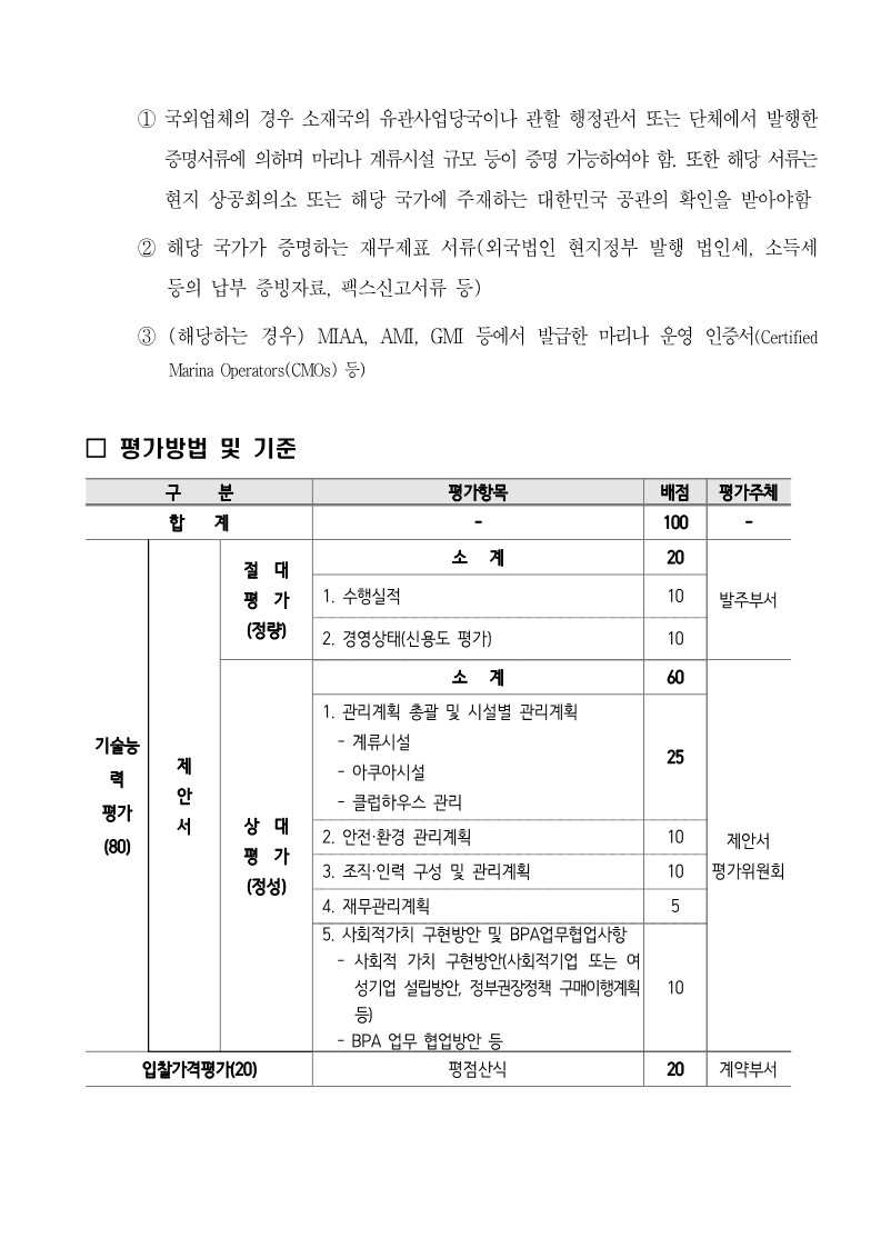 부산항 북항 마리나 시설관리용역 부산마리나 컨소시엄 선정