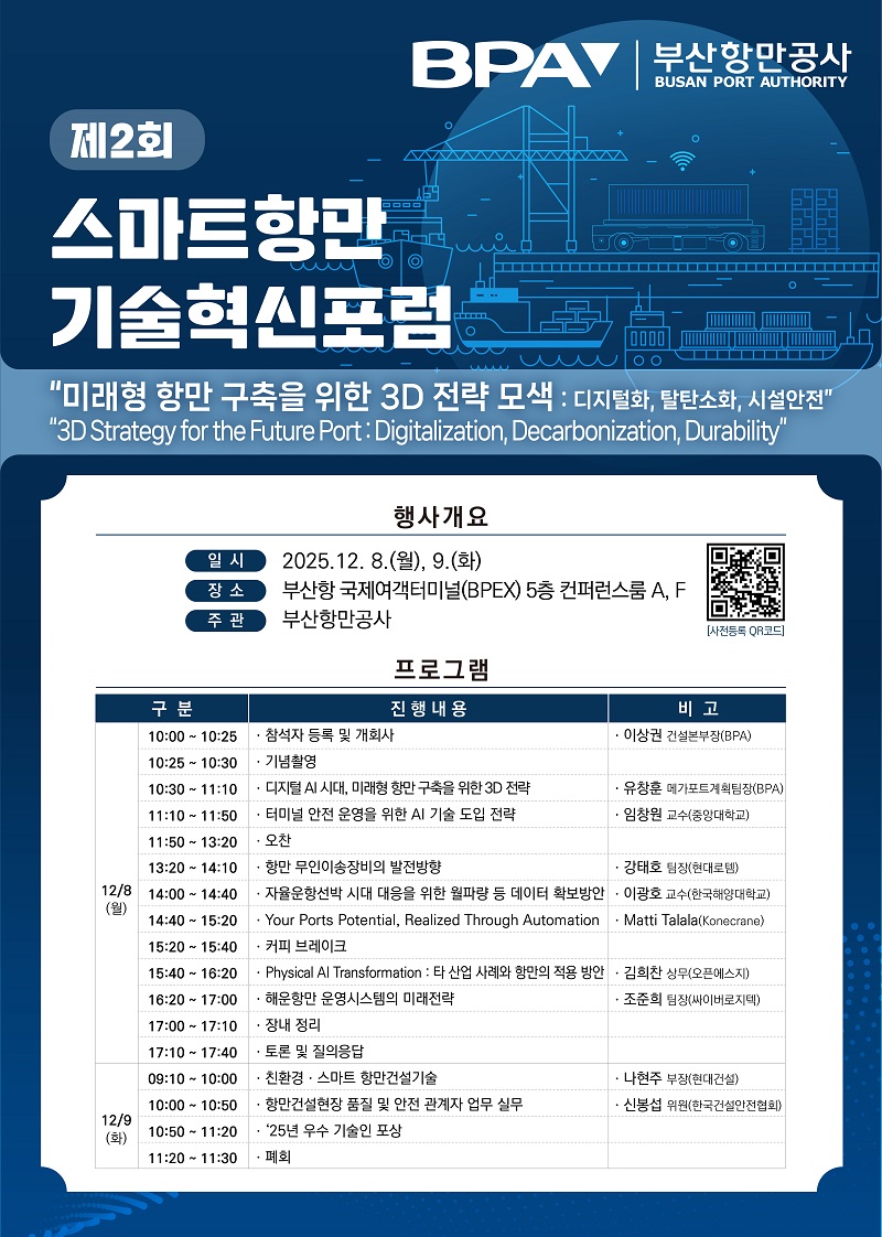 BPA, 제2회 스마트항만 기술혁신포럼 개최